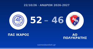 ΠΑΣ ΙΚΑΡΟΣ 52 - 46 ΑΟ ΠΟΛΥΚΡΑΤΗΣ