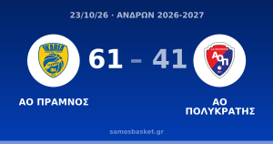 ΑΟ ΠΡΑΜΝΟΣ 61 - 41 ΑΟ ΠΟΛΥΚΡΑΤΗΣ