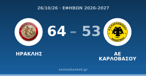 ΗΡΑΚΛΗΣ 64 - 53 ΑΕ ΚΑΡΛΟΒΑΣΟΥ